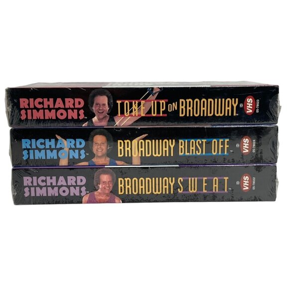 Richard Simmons 3 VHS Sealed Broadway Sweat Blast Off Tone Up Workouts - No Cord - Picture 13 of 14